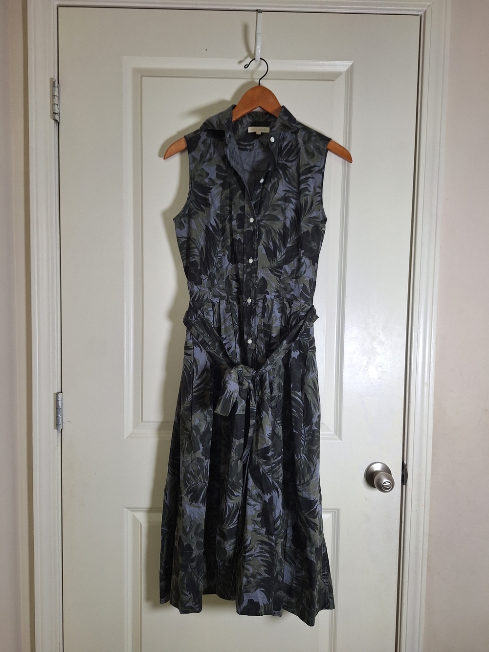 ANN MASHBURN Olive and Black Sleeveless Button-Front Midi Dress Size S - Picture 3 of 8